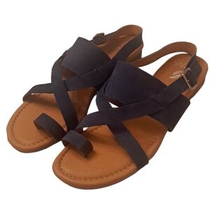 Sarto Franco Navy Toe Loop Flat Sandals